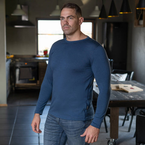 menique - Men's Merino 160 Long Sleeve Crew Denim