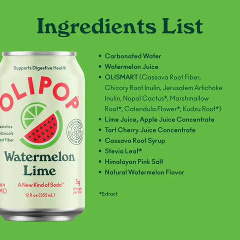 OLIPOP Prebiotic Soda, Watermelon Lime, 12 fl oz, 12 Pack - Home & Well