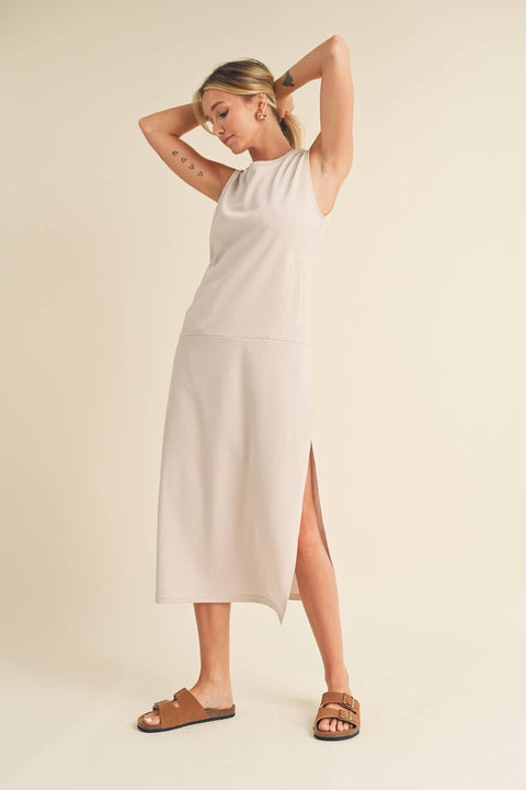 Sleeveless Terry Cloth Midi Dress - Home & Well