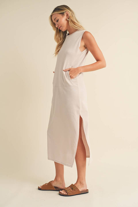 Sleeveless Terry Cloth Midi Dress - Home & Well