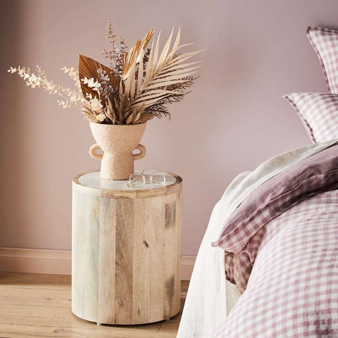 Marino Mango Wood Side Table Marble Top