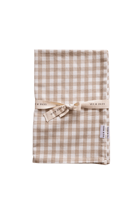 Luxe B Co - Beige Gingham Kitchen Dish Towels Luxe B Co. Set of 2 - Home & Well