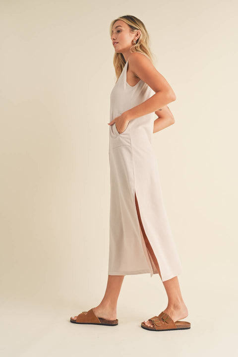 Sleeveless Terry Cloth Midi Dress - Home & Well