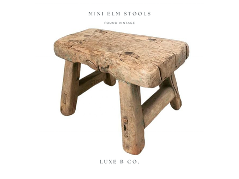 Luxe B Co - Vintage Elm Wood Stool - Home & Well