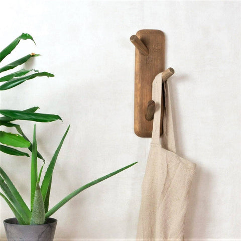 NACH - Reclaimed Wooden Wall Hook With 3 Pegs - Home & Well