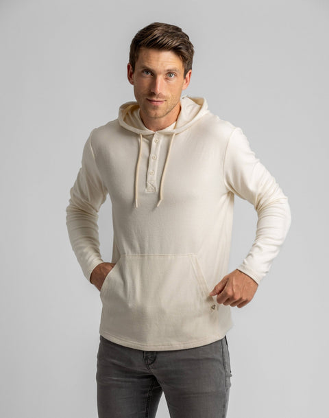 LIV Outdoor - Men's Stretch Flannel Hooded Henley - Home & Well