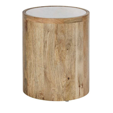 Marino Mango Wood Side Table Marble Top