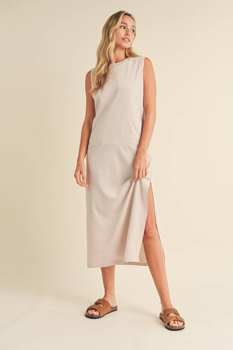 Sleeveless Terry Cloth Midi Dress - Home & Well