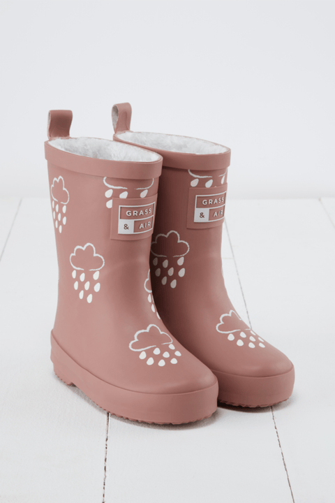 Grass & Air - Rose Colour-Changing Kids Winter Wellies