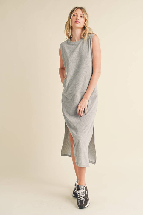 Sleeveless Terry Cloth Midi Dress - Home & Well
