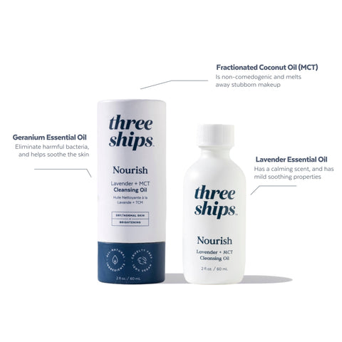 Three Ships - Nourish Lavender + MCT Cleansing Oil (60mL) - Home & Well