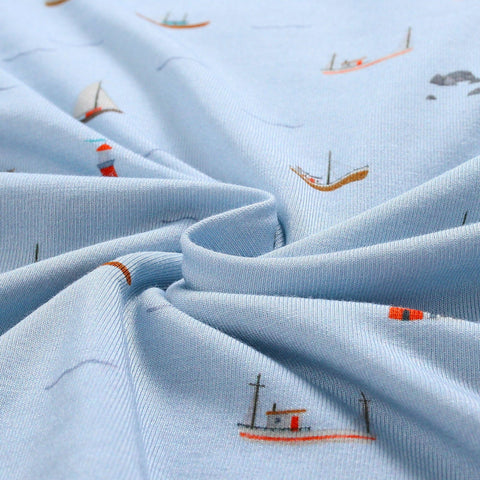 Early Grey - Bamboo Crib Sheet - Sailboats - Home & Well