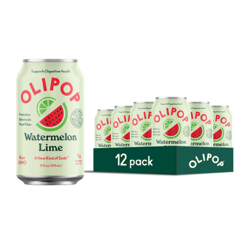 OLIPOP Prebiotic Soda, Watermelon Lime, 12 fl oz, 12 Pack - Home & Well