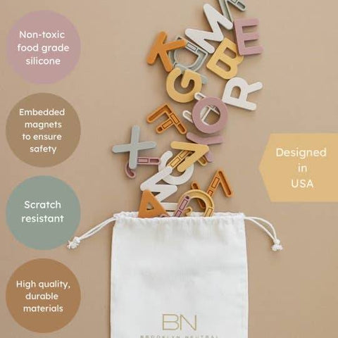 Brooklyn Neutral - Silicone Alphabet Magnets - Home & Well