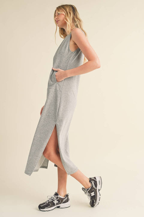 Sleeveless Terry Cloth Midi Dress - Home & Well