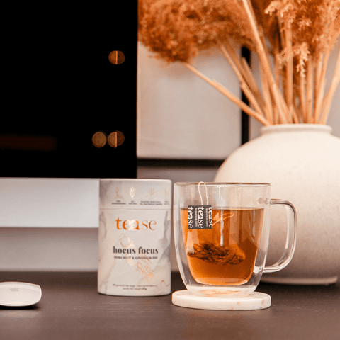 Tease | Wellness Tea Blends + Accessories - Focus & Flow Adaptogen Ginseng + Ginkgo Superfood Tea Blend - Home & Well