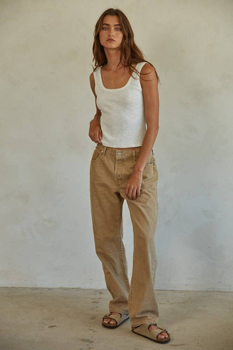 By Together - L6866 | Knit Ribbed Scoop Neck Sleeveless Top - Home & Well