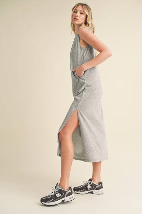 Sleeveless Terry Cloth Midi Dress - Home & Well