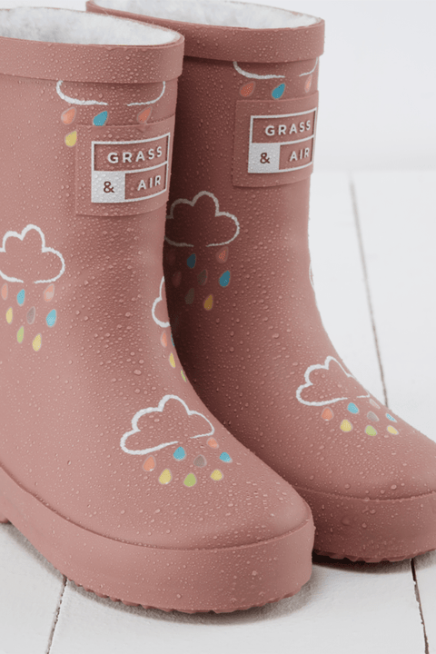 Grass & Air - Rose Colour-Changing Kids Winter Wellies