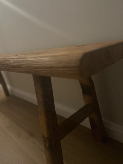 Large Wooden Bench 59 in, Natural Recycled Elmwood