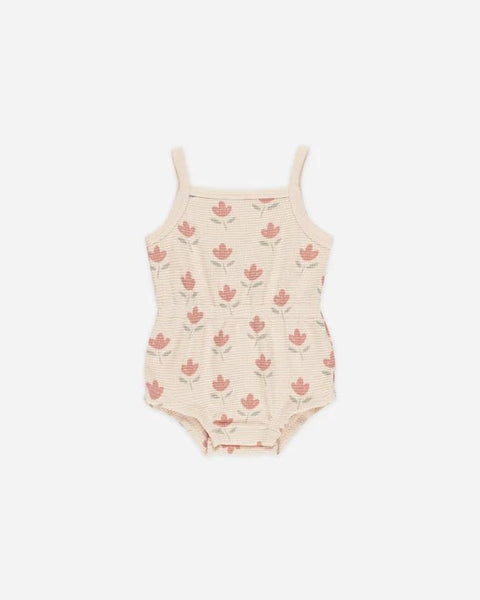 Quincy Mae Waffle Cinch Romper | Tulips - Home & Well