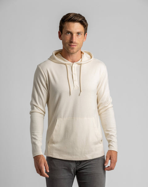 LIV Outdoor - Men's Stretch Flannel Hooded Henley - Home & Well