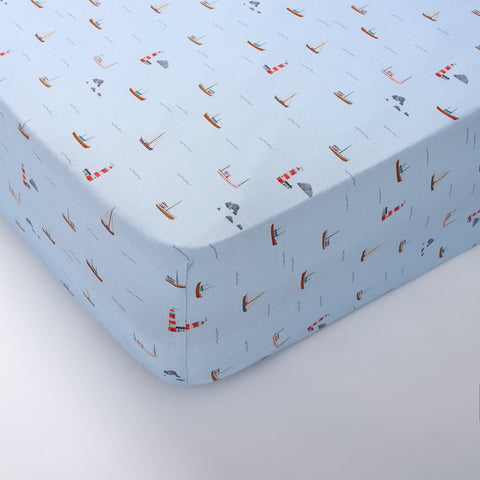 Early Grey - Bamboo Crib Sheet - Sailboats - Home & Well