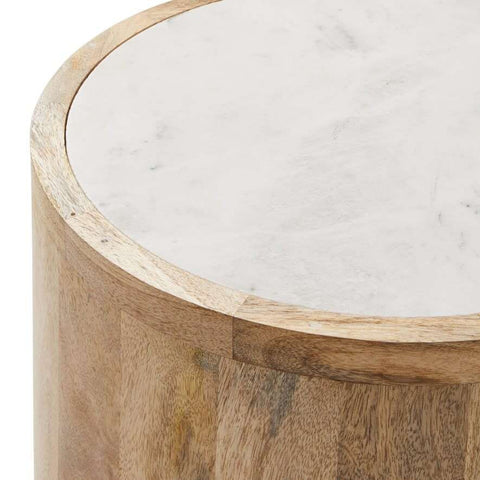 Marino Mango Wood Side Table Marble Top