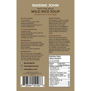 Raising John - Wild Rice Soup Mix - Serves 4 - Home & Well