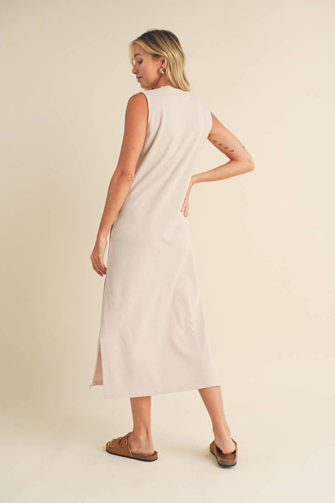 Sleeveless Terry Cloth Midi Dress - Home & Well
