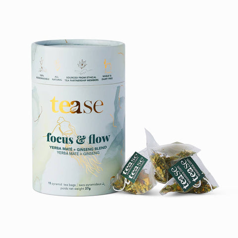 Tease | Wellness Tea Blends + Accessories - Focus & Flow Adaptogen Ginseng + Ginkgo Superfood Tea Blend - Home & Well