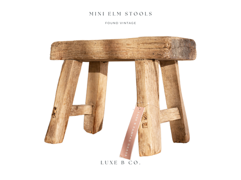 Luxe B Co - Vintage Elm Wood Stool - Home & Well