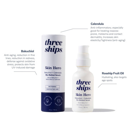 Three Ships - Skin Hero Bakuchiol + Calendula Bio - Retinol Serum (30mL) - Home & Well
