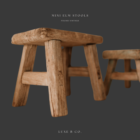 Luxe B Co - Vintage Elm Wood Stool - Home & Well