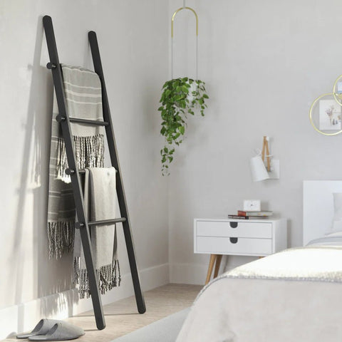 Leana Ladder | Black Linen Ladder - Home & Well