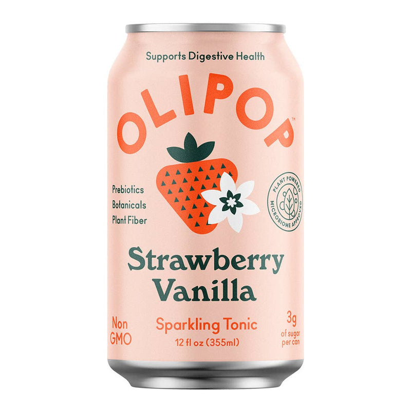 Olipop Strawberry Vanilla Sparkling Tonic 355 ml  - Home & Well 