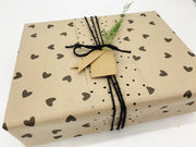 PlanetWrapIt - Black Hearts Recycled Eco Kraft Wrapping Paper - Home & Well 