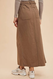 In Loom - COTTON LINEN SPLIT SEAM MAXI SKIRT - Home & Well