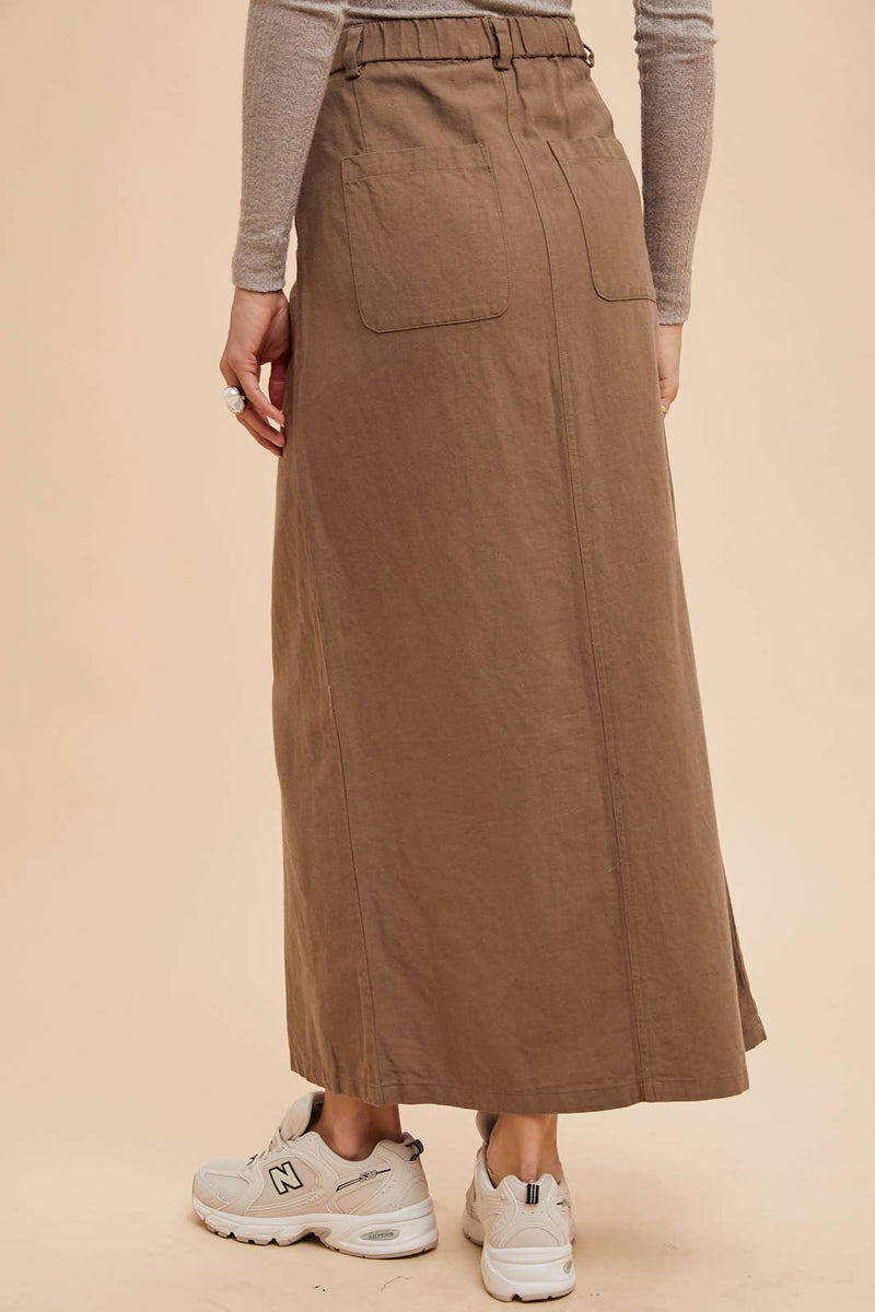 In Loom - COTTON LINEN SPLIT SEAM MAXI SKIRT - Home & Well