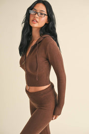 KIMBERLY C - Slim Fit Zip Up Knit Sweater Hoodie - Home & Well 