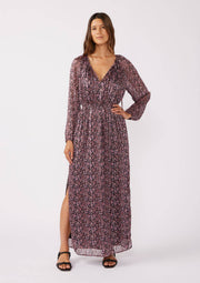 Lovestitch - Floral Chiffon Maxi Dress with Side Slits - Home & Well