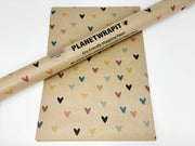 PlanetWrapIt - Colourful Hearts Recycled Kraft Wrapping Paper Gift Wrap - Home & Well 