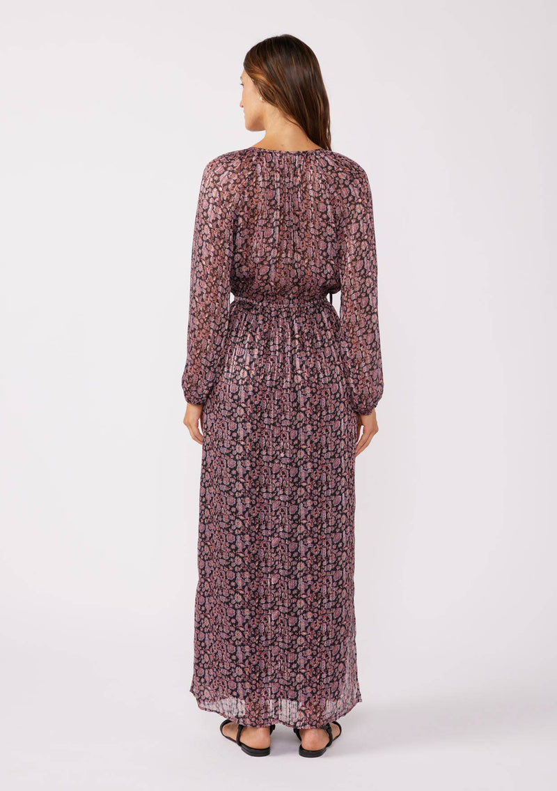 Lovestitch - Floral Chiffon Maxi Dress with Side Slits - Home & Well