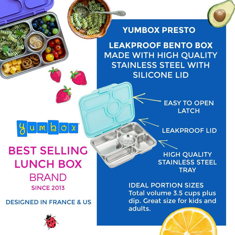 Yumbox - Stainless Steel Leakproof Bento Box - Tulum Blue - Home & Well 