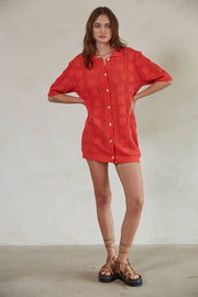 By Together - W1639 | Knit Cotton Sweater Cardigan Mini Dress - Home & Well