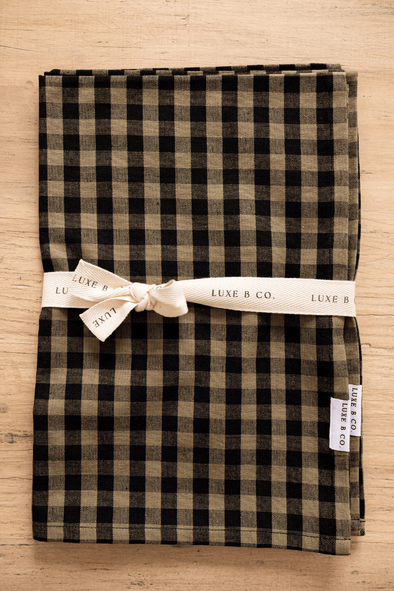 Luxe B Co - Olive Green Gingham Kitchen Dish Towels Luxe B Co. Set of 2 - Home & Well 
