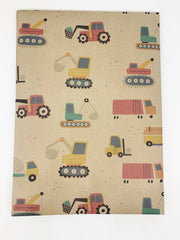 PlanetWrapIt - Diggers and Tractor Recycled Eco Kraft Wrapping Paper - Home & Well 