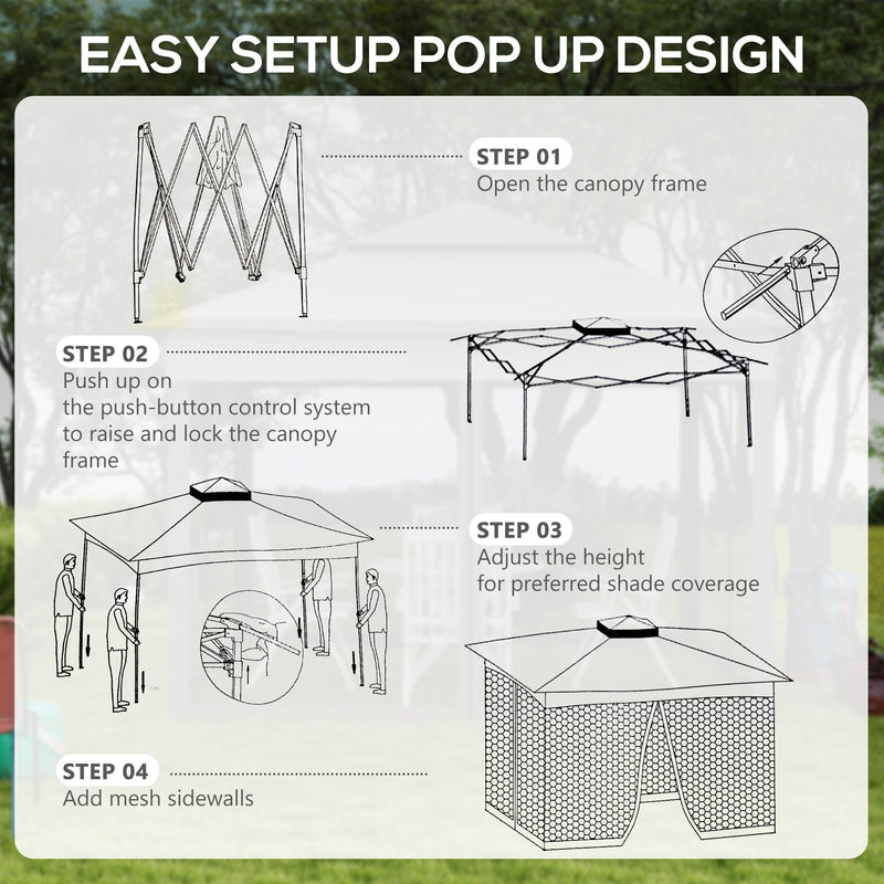 Outsunny 11'x11' Pop Up Canopy 2-Tier Soft Top Event Tent Netting Carry Bag Patio Backyard Garden Grey