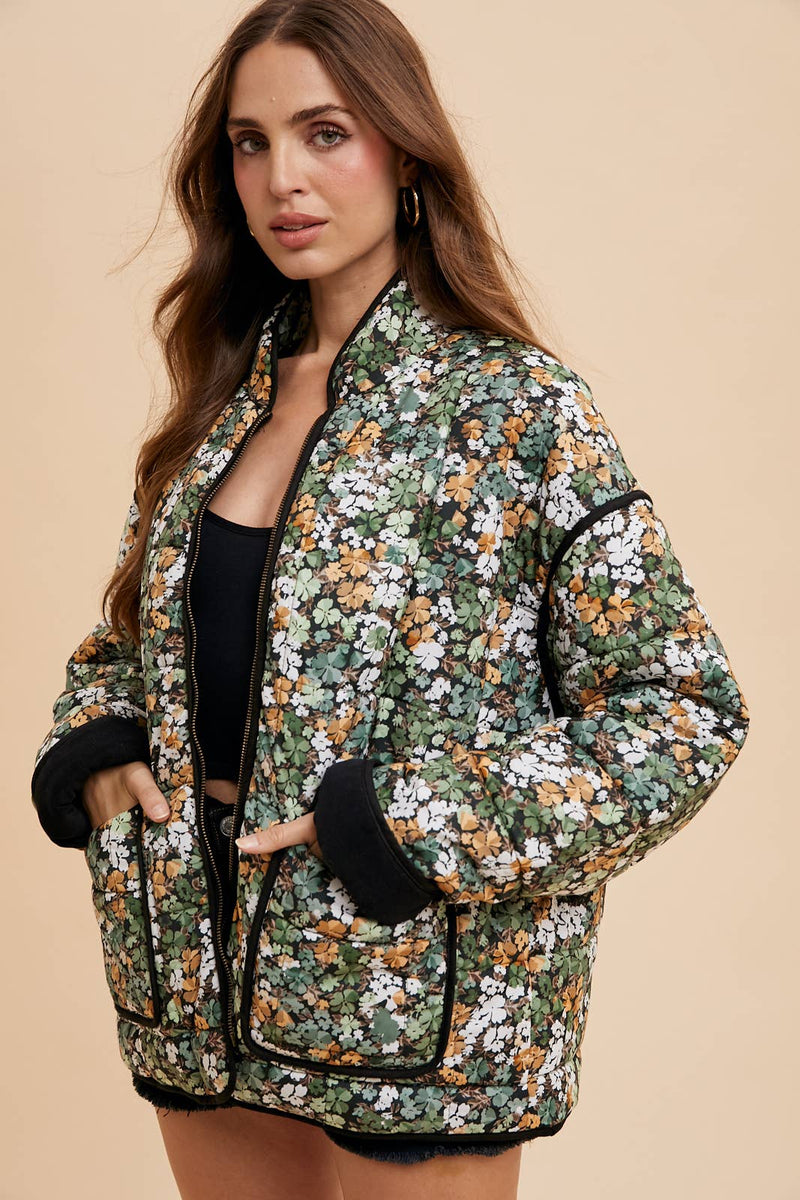 In Loom - QUILTED PUFFER FLORAL JACKET - Home & Well