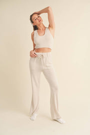 Soft Brushed Hacci Lounge Tank and Pants Set - Home & Well 